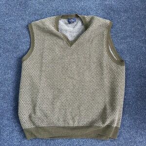 Brooks Brothers Sweater Vest Mens XL Green Argyle V Neck Lambswool Knit Pattern